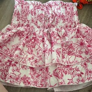 Floral Pink Smocked Women's Skirt